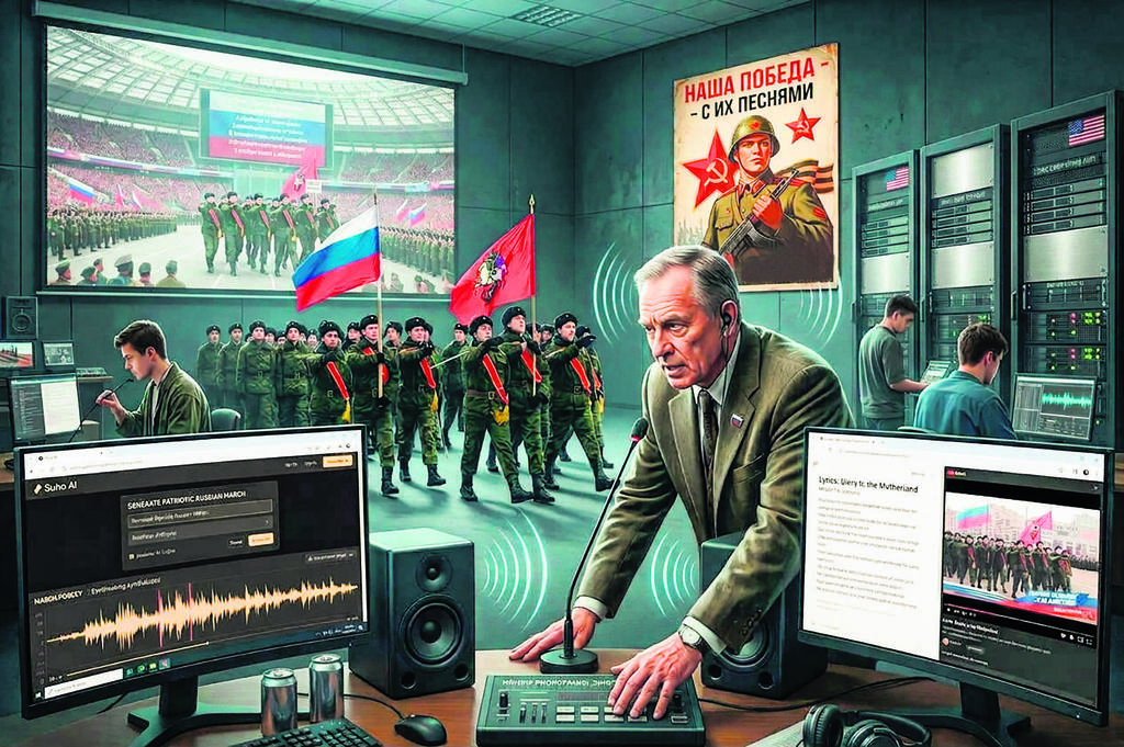 AI-made illustration the outlet ran with its report on AI-generated songs