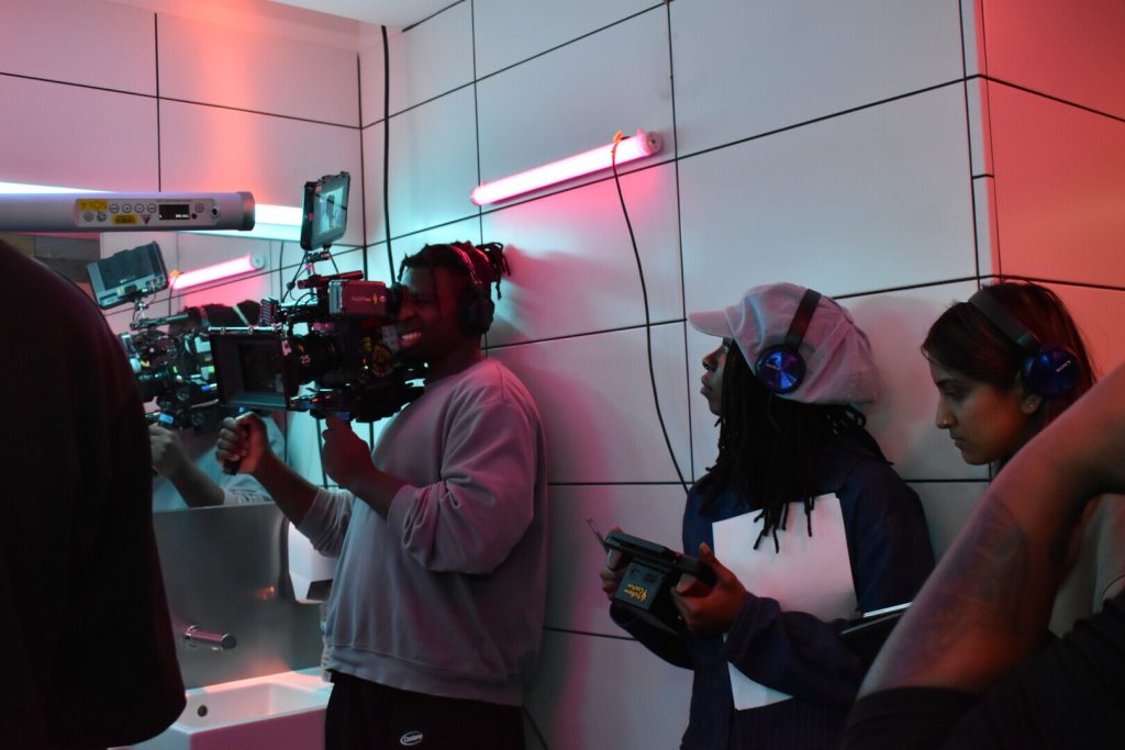 Behind-the-scenes shot from the short 'Fleeting Moments', also in the lineup