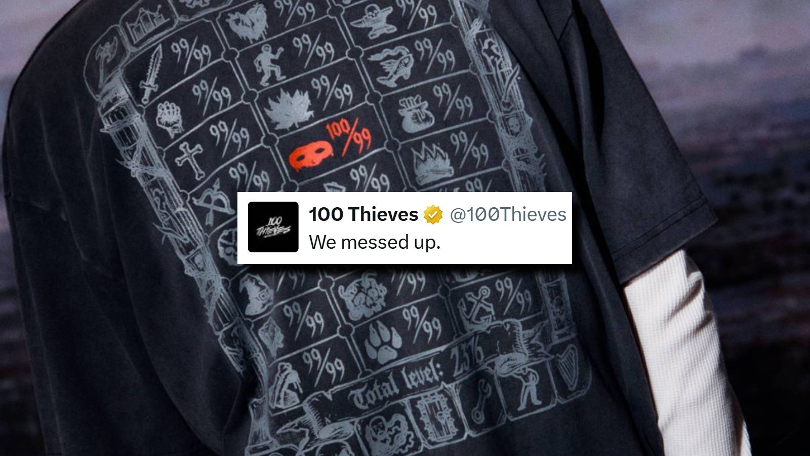 Image for 100 Thieves admits a designer used AI on its RuneScape merch shirt