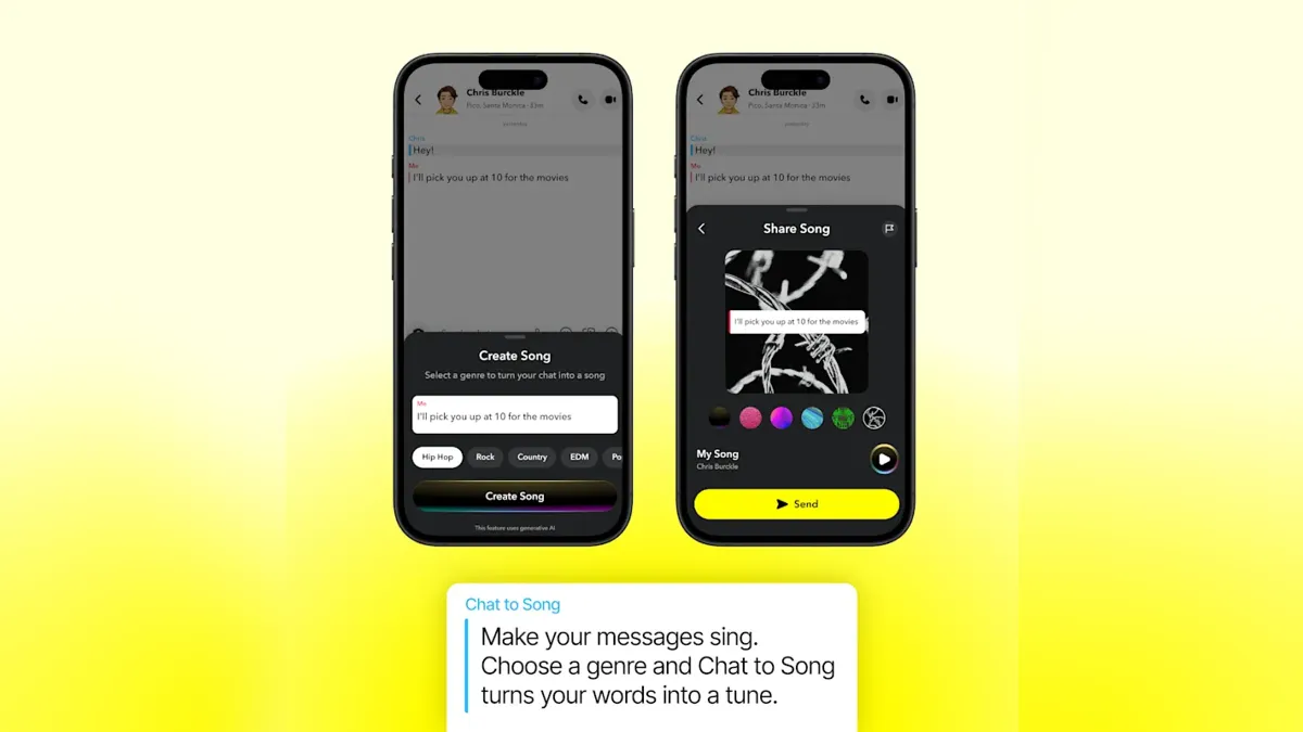 Image for Snapchat adds an AI feature that turns chats into songs for paying subscribers