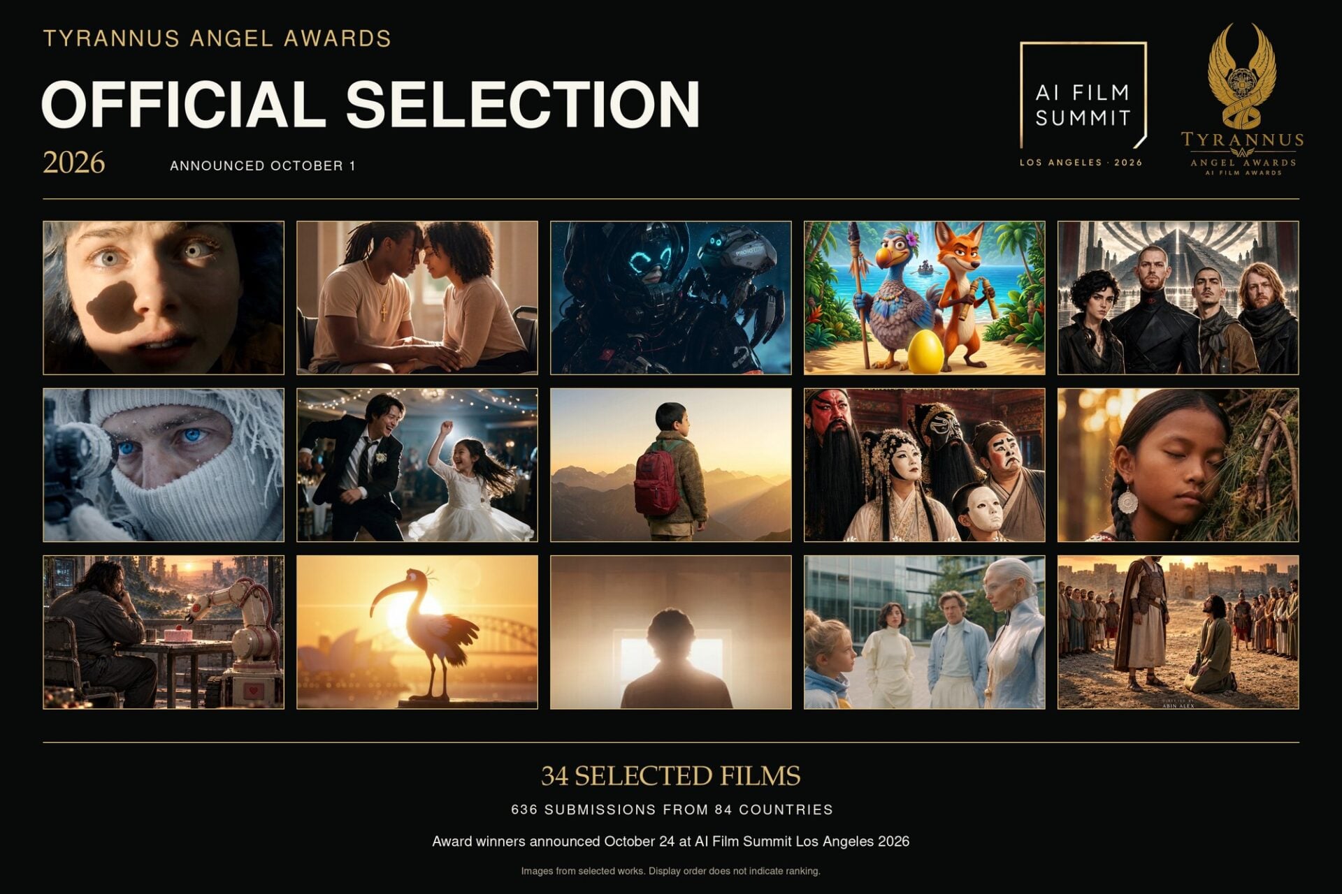 Image for Tyrannus Angel Awards shortlist 34 AI-made films from 636 entries